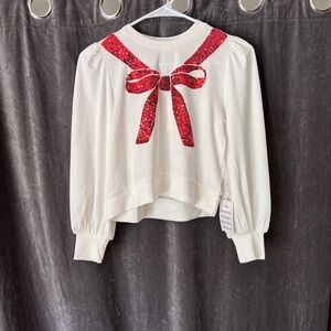 Joyfolie White and Red Sailor Collar Blouse